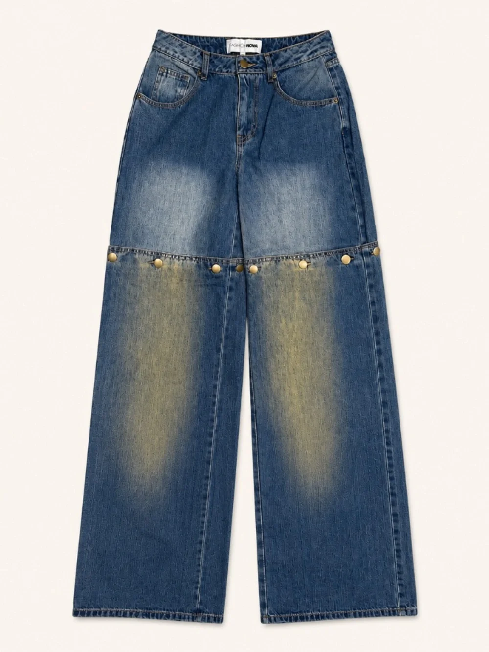Fashion Nova Wide Leg Snap Detail Jeans Size 0 NWT